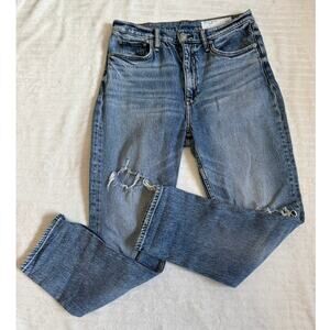 Rag & bone Wren High Rise Slim Straight Distressed Jeans 28